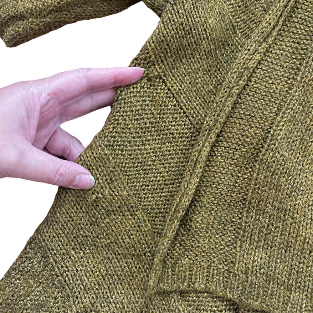 Eileen Fisher XS Sweater Draped Alpaca Silk Crochet Brown Open Front - Picture 7 of 9